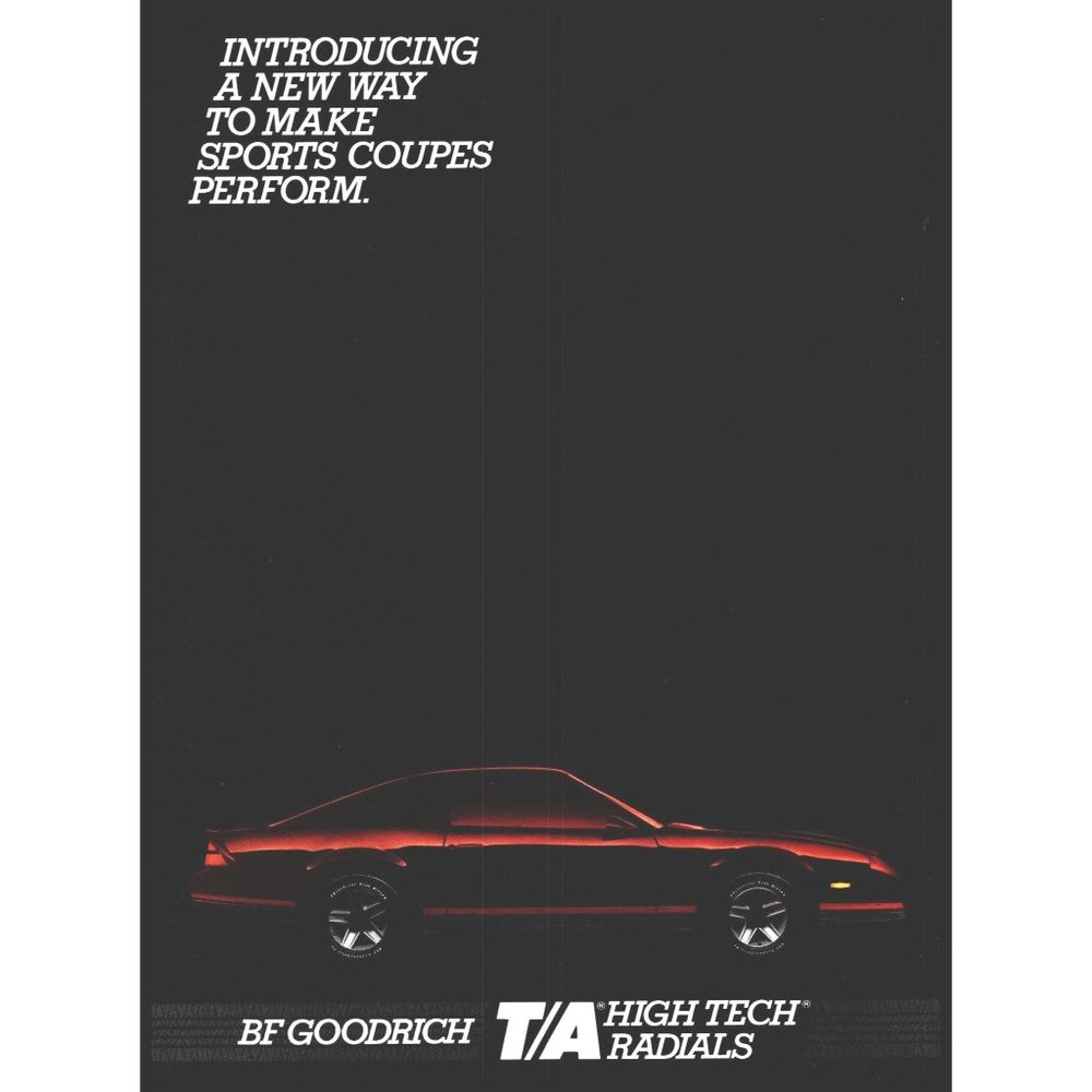 1983 BF Goodrich Radials Vintage Print Ad Chevy Camaro Silhouette 80s Wall Art